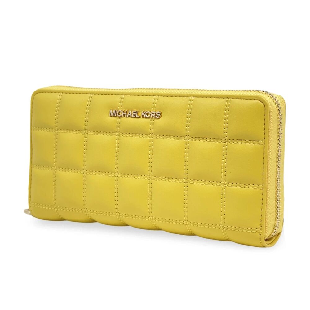 Michael Kors Daisy Yellow Marguerite Jaune Jet Set Travel Quilted Wristlet NWT - Picture 4 of 5